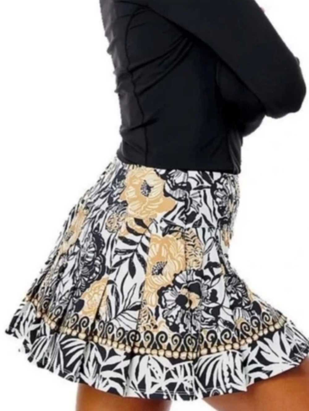 Lilly Pulitzer Luxletic UPF+50 Ressi Skort Gold Black Tennis Golf Pickleball M - Picture 4 of 13